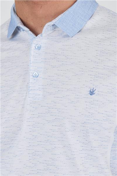 Mavi Kısa Kol Baskılı Pike Polo Yaka Cepsiz Slim Fit Tişört 1011250167