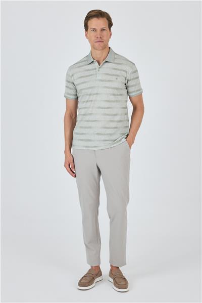 Haki Kısa Kol Baskılı Pike Polo Yaka Cepsiz Slim Fit Tişört 1011250170