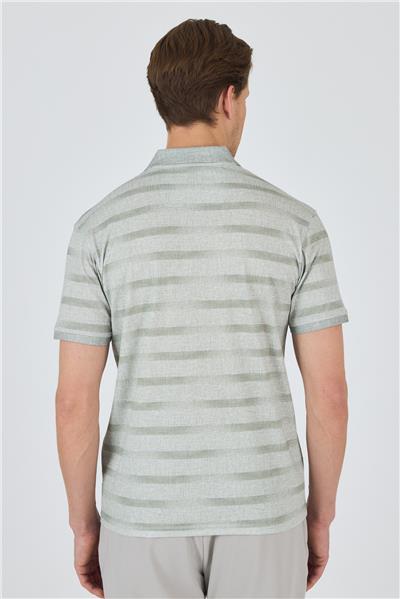 Haki Kısa Kol Baskılı Pike Polo Yaka Cepsiz Slim Fit Tişört 1011250170