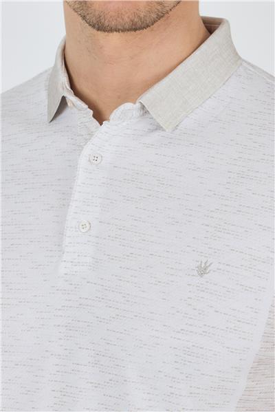 Bej Kısa Kol Baskılı Pike Polo Yaka Cepsiz Slim Fit Tişört 1011250167