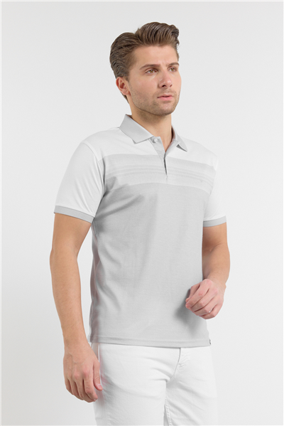 Kısa Kol Baskılı Pike Polo Yaka Cepsiz Slim Fit Tişört 1011250166