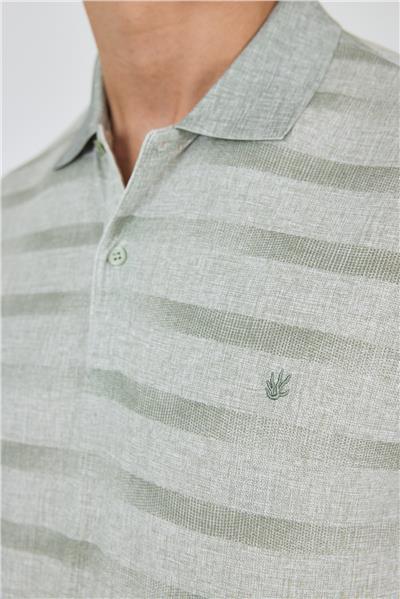Haki Kısa Kol Baskılı Pike Polo Yaka Cepsiz Slim Fit Tişört 1011250170