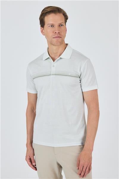 Yeşil Kısa Kol Baskılı Pike Polo Yaka Cepsiz Slim Fit Tişört 1011250168