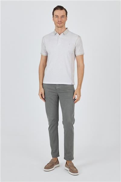Bej Kısa Kol Baskılı Pike Polo Yaka Cepsiz Slim Fit Tişört 1011250167