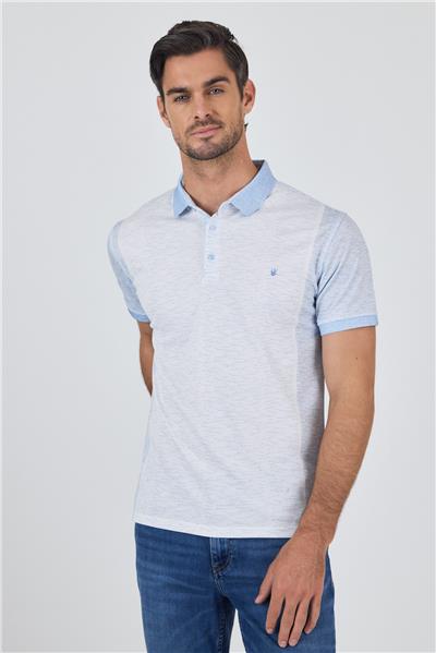 Mavi Kısa Kol Baskılı Pike Polo Yaka Cepsiz Slim Fit Tişört 1011250167