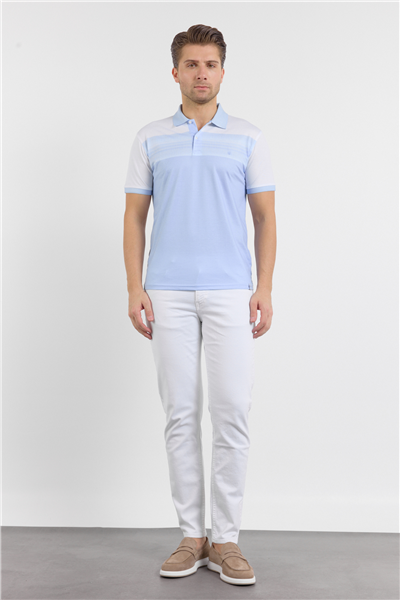 Kısa Kol Baskılı Pike Polo Yaka Cepsiz Slim Fit Tişört 1011250166