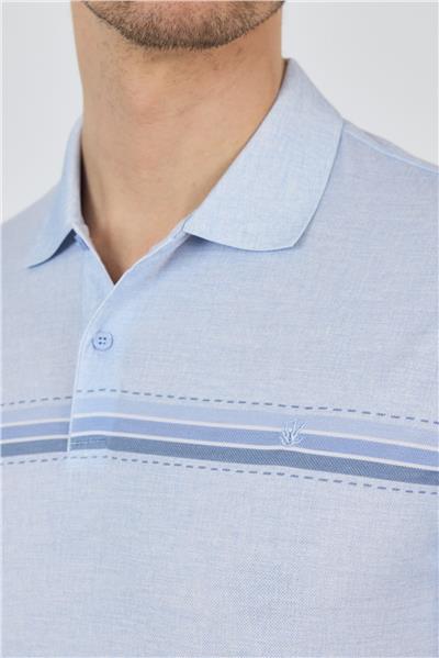 Mavi Kısa Kol Baskılı Pike Polo Yaka Cepsiz Slim Fit Tişört 1011250168
