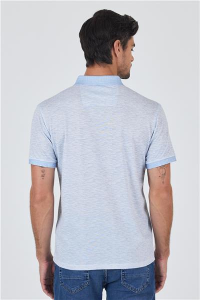 Mavi Kısa Kol Baskılı Pike Polo Yaka Cepsiz Slim Fit Tişört 1011250167