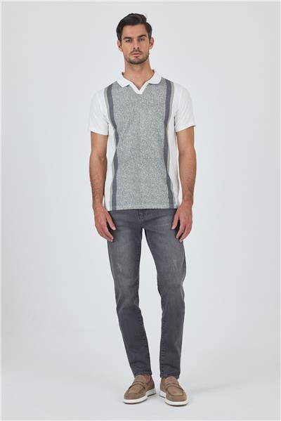 Kısa Kol Baskılı Suprem İtalyan Yaka Cepsiz Slim Fit Tişört 1011250123