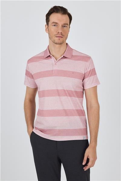 Kısa Kol Desenli Pike Polo Yaka Cepsiz Slim Fit Tişört 1011250128