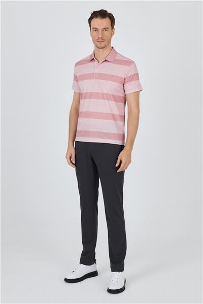 Kısa Kol Desenli Pike Polo Yaka Cepsiz Slim Fit Tişört 1011250128