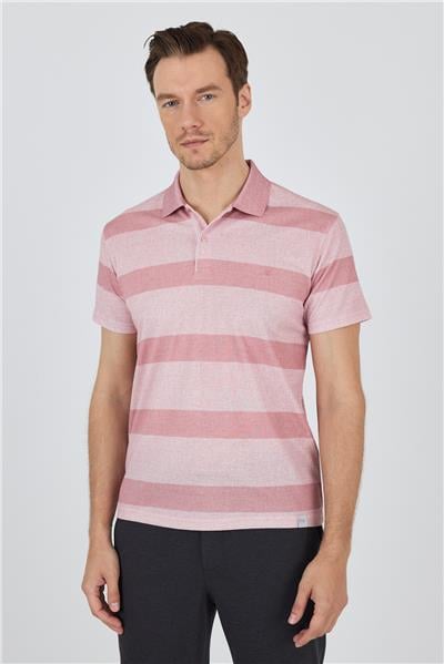 Kısa Kol Desenli Pike Polo Yaka Cepsiz Slim Fit Tişört 1011250128