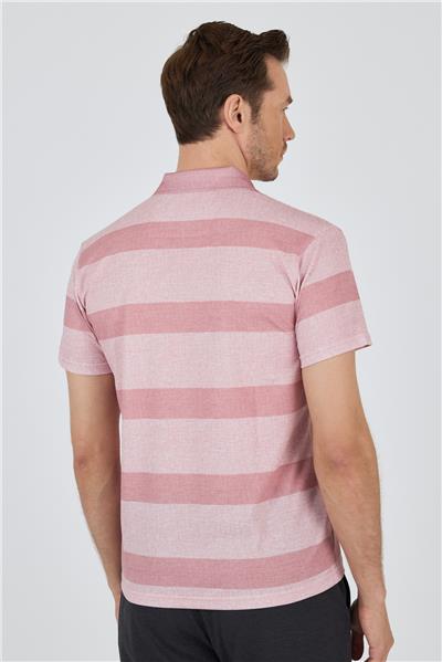 Kısa Kol Desenli Pike Polo Yaka Cepsiz Slim Fit Tişört 1011250128