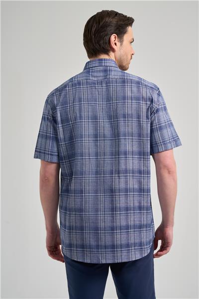 Kısa Kol Ekose Desen Bez Ayağı Düğmeli Yaka cepli Pamuklu Classic Comfort Fit Gömlek 1004250162