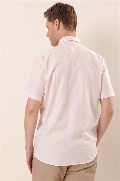 Pudra Kısa Kollu DesenliCepli Pamuklu Klasik Comfort Fit Rahat Kesim Gömlek 1004230174