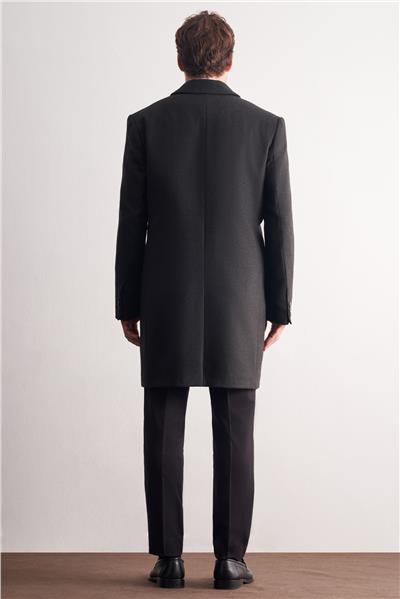 Koyu Antrasit Berberi Yaka Tam Astar Classic Comfort Fit Esnek Kaşe Palto 1005255152