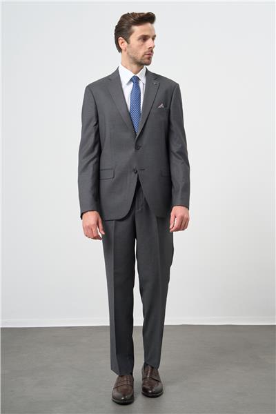 Koyu Antrasit Desen Mono Yaka 6 Drop Comfort Fit Classic Takım Elbise 1001245160
