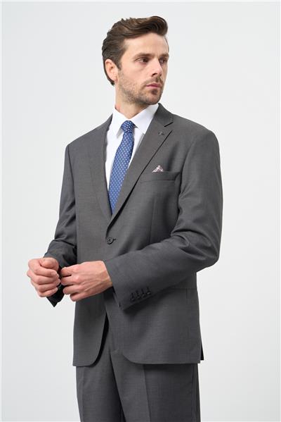 Koyu Antrasit Desen Mono Yaka 6 Drop Comfort Fit Classic Takım Elbise 1001245160