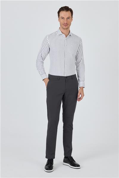 Desenli Armürlü Yan Cep Düz Paça Comfort Fit Pamuklu Casual Chino Pantolon 1003250122