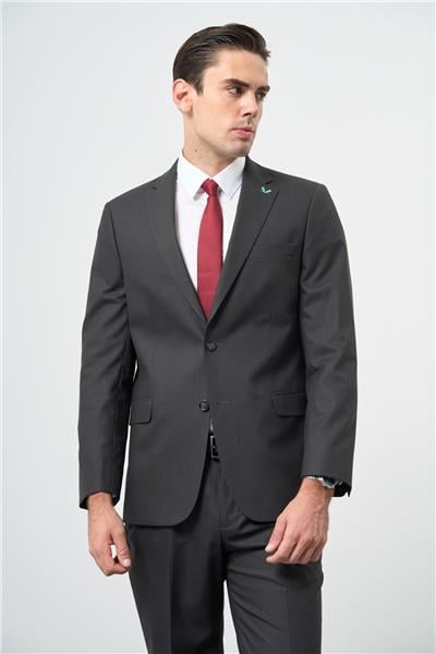 Füme Mono Yaka 6 Drop Comfort Fit Tam Astar Yünlü Takım Elbise 1001235904