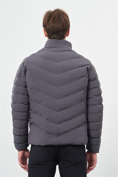 Koyu Antrasit Dolumlu Hakim Yaka Slim Fit Dar Kesim Klasik Mont 1007245153