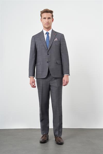 Koyu Antrasit Düz Flannel Mono Yaka 2 Düğme 4 Drop Comfort Fit Classic Takım Elbise 1001245164