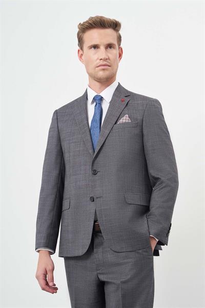 Koyu Antrasit Düz Flannel Mono Yaka 2 Düğme 4 Drop Comfort Fit Classic Takım Elbise 1001245164