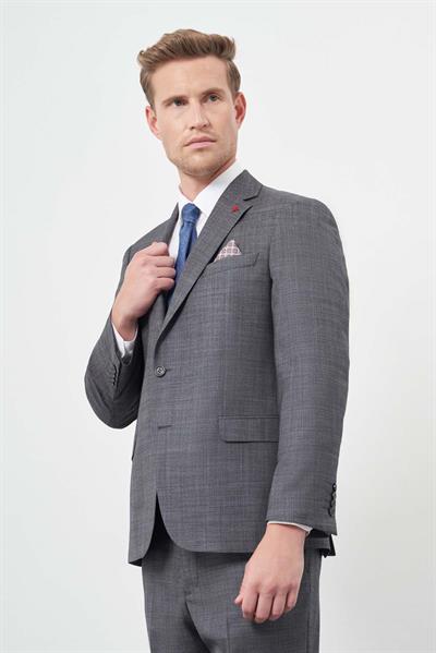 Koyu Antrasit Düz Flannel Mono Yaka 2 Düğme 4 Drop Comfort Fit Classic Takım Elbise 1001245164