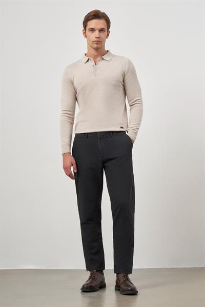 Koyu Antrasit Pamuklu Yandan Cepli Casual Comfort Fit Chino Pantolon 1003245156