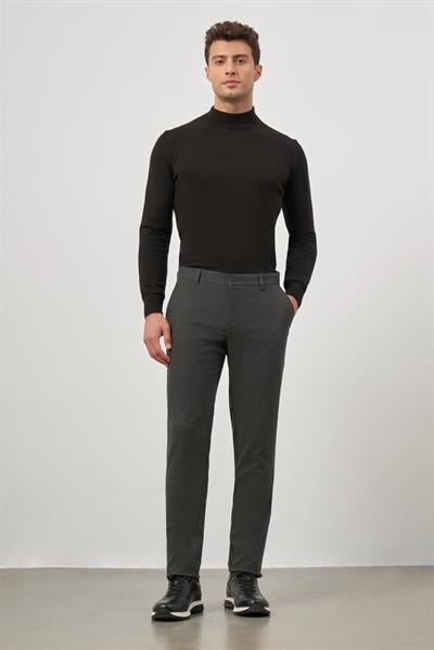 Koyu Antrasit Esnek Yandan Cepli Casual Slim Fit Chino Pantolon 1003245108