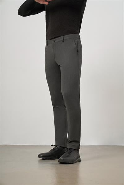 Koyu Antrasit Esnek Yandan Cepli Casual Slim Fit Chino Pantolon 1003245105