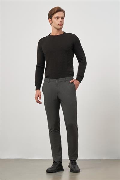 Koyu Antrasit Esnek Yandan Cepli Casual Slim Fit Chino Pantolon 1003245105