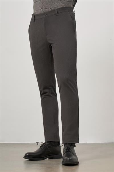 Koyu Antrasit Pamuklu Yandan Cepli Casual Slim Fit Chino Pantolon 1003245102