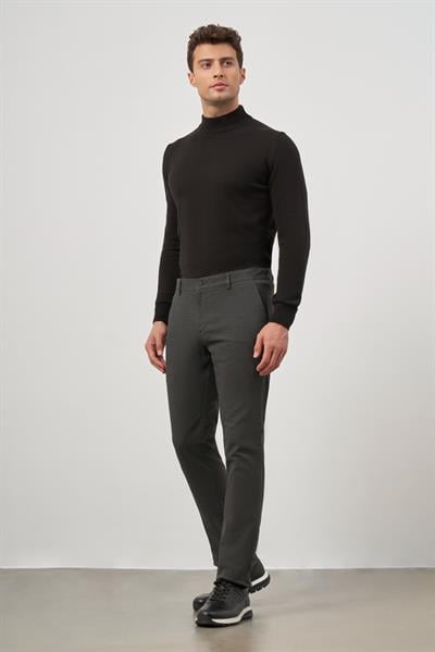 Koyu Antrasit Esnek Yandan Cepli Casual Slim Fit Chino Pantolon 1003245108