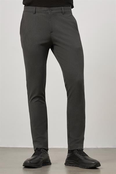 Koyu Antrasit Esnek Yandan Cepli Casual Slim Fit Chino Pantolon 1003245105