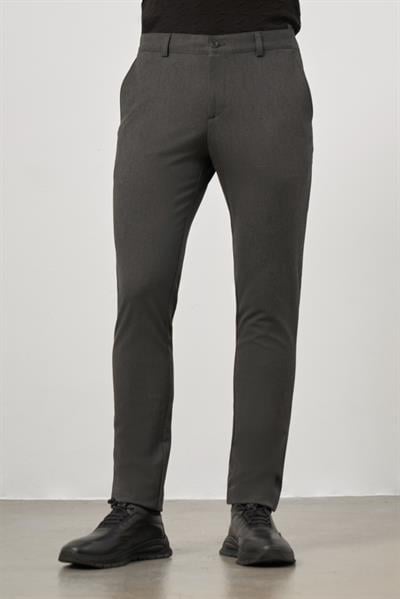 Koyu Antrasit Esnek Yandan Cepli Casual Slim Fit Chino Pantolon 1003245105