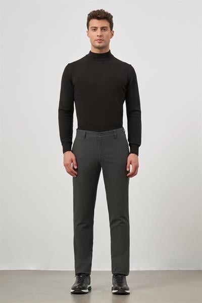Koyu Antrasit Esnek Yandan Cepli Casual Slim Fit Chino Pantolon 1003245108
