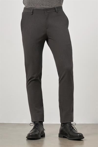 Koyu Antrasit Pamuklu Yandan Cepli Casual Slim Fit Chino Pantolon 1003245102