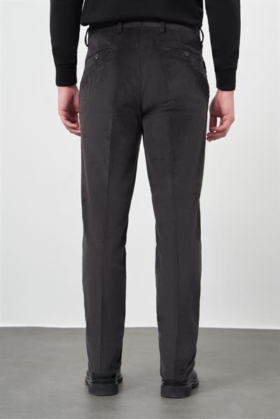 Koyu Antrasit Pamuklu Yandan Cepli Comfort Fit Kadife Pantolon 1003245160