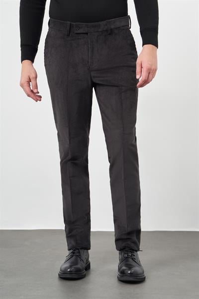 Koyu Antrasit Pamuklu Yandan Cepli Comfort Fit Kadife Pantolon 1003245160