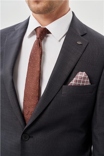 Koyu Antrasit Mono Yaka 6 Drop Comfort Fit Classic Takım Elbise 1001245162