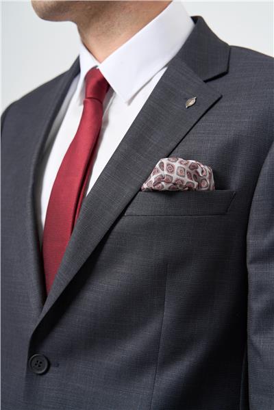 Koyu Antrasit Mono Yaka 4 Drop Comfort Fit Classic Takım Elbise 1001245161