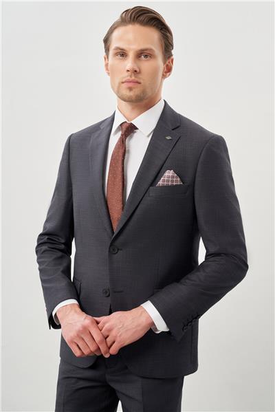 Koyu Antrasit Mono Yaka 6 Drop Comfort Fit Classic Takım Elbise 1001245162