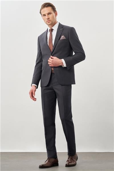 Koyu Antrasit Mono Yaka 6 Drop Comfort Fit Classic Takım Elbise 1001245162