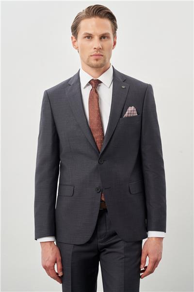 Koyu Antrasit Mono Yaka 6 Drop Comfort Fit Classic Takım Elbise 1001245162