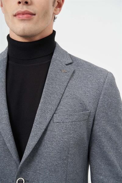 Koyu Antrasit Örme Mono Yaka 6 Drop Slim Fit Ceket 1002245154