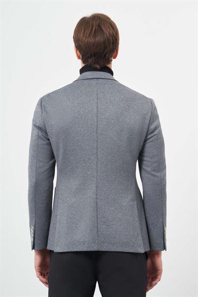 Koyu Antrasit Örme Mono Yaka 6 Drop Slim Fit Ceket 1002245154