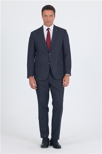 Koyu Antrasit Mono Yaka Bez Ayağı Tam Astar Pamuklu 4 Drop Comfort Fit Classic Takım Elbise 1001250178