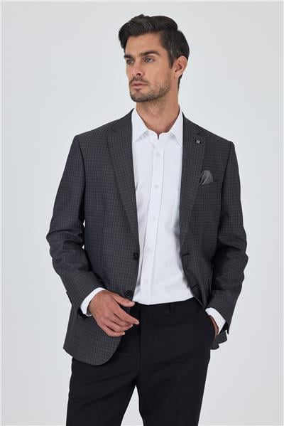 Koyu Antrasit Mono Yaka Bez Ayağı Tam Astar Esnek 4 Drop Comfort Fit Classic Ceket 1002250157