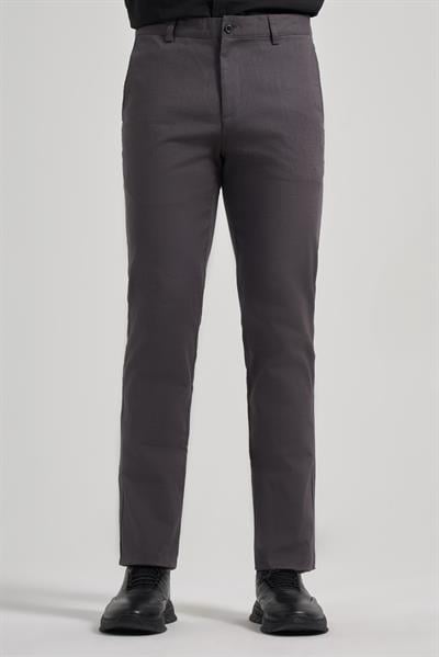 Koyu Antrasit Pamuklu Yandan Cepli Casual Slim Fit Chino Pantolon 1003240151